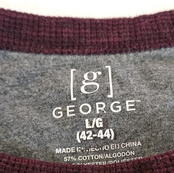 Men's Long Sleeved Shirt | Large | 42-44 | Burgundy | Wine | Sweater | George - Picture 3 of 4